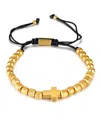 Rhona Sutton Gold Cross Beaded Rope Stainless Steel Bracelet In Gold