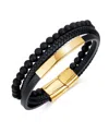 Rhona Sutton Gold Identification Leather Stainless Steel Bracelet In Multi