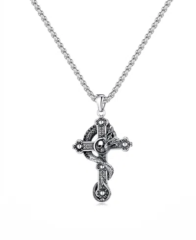 Rhona Sutton Gothic Cross Stainless Steel Pendant Necklace In Silver