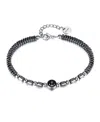 Rhona Sutton Hematite Anchor Beaded Stainless Steel Bracelet In Black