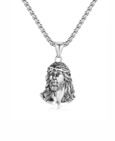 Rhona Sutton Jesus Christ Stainless Steel Pendant Necklace In Silver
