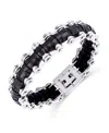 Rhona Sutton Leather Bicycle Chain Stainless Steel Bracelet In Silver