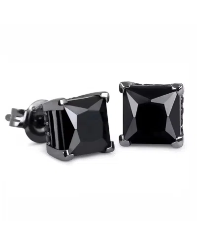 Rhona Sutton Men's Apex Square Black Stud Earrings In Sterling Silver In Pattern