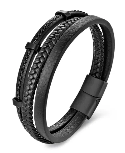 Rhona Sutton Men's Ardent Leather & Stainless Steel Bracelet In Black