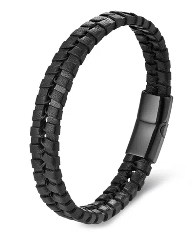 Rhona Sutton Men's Axion Leather & Stainless Steel Bracelet In Black