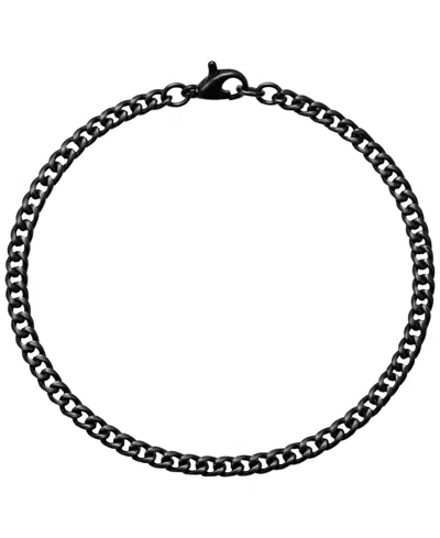 Rhona Sutton Men's Black Plated 316l Stainless Steel Curb Chain Bracelet