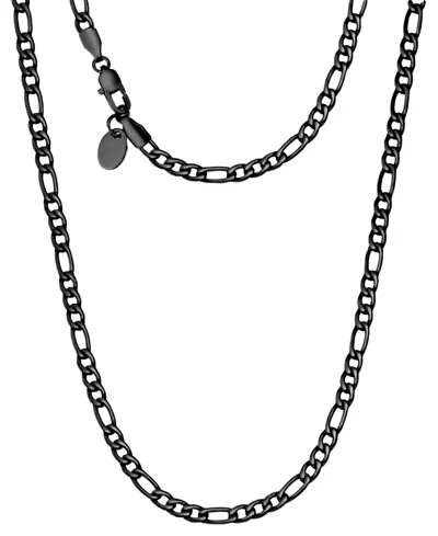 Rhona Sutton Men's Black Plated Stainless Steel Figaro Necklace