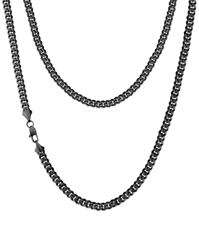 Rhona Sutton Men's Black Plated Stainless Steel Miami Cuban Chain Necklace