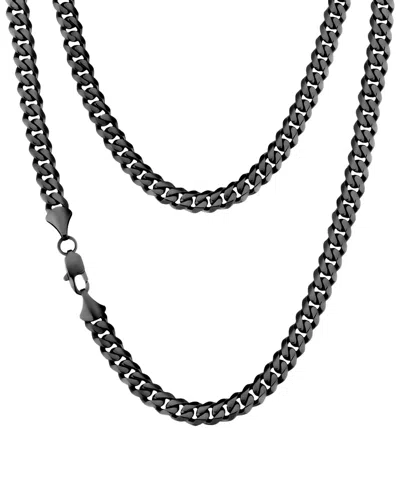 Rhona Sutton Men's Black Plated Stainless Steel Miami Cuban Chain Necklace
