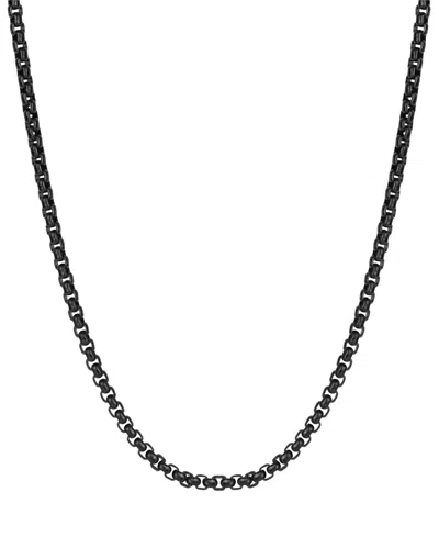 Rhona Sutton Men's Black Plated Stainless Steel Rolo Chain Necklace