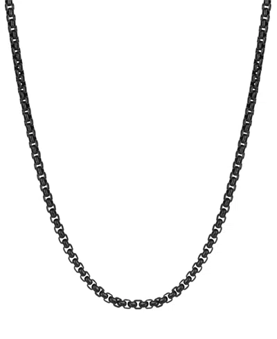 Rhona Sutton Men's Black Plated Stainless Steel Rolo Chain Necklace