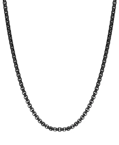 Rhona Sutton Men's Black Plated Stainless Steel Rolo Chain Necklace