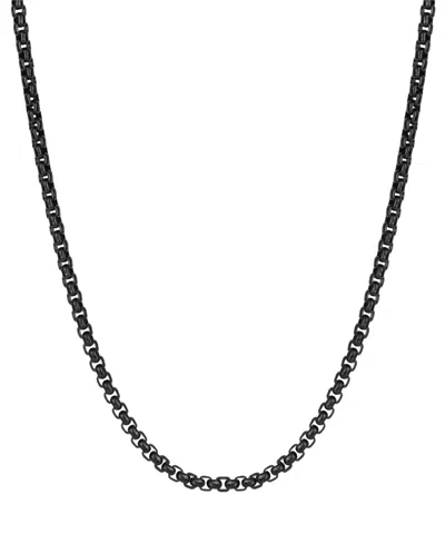 Rhona Sutton Men's Black Plated Stainless Steel Rolo Chain Necklace
