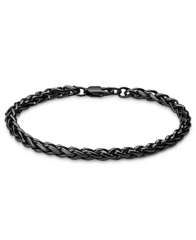 Rhona Sutton Men's Black Plated Wheat Chain Bracelet In Stainless Steel