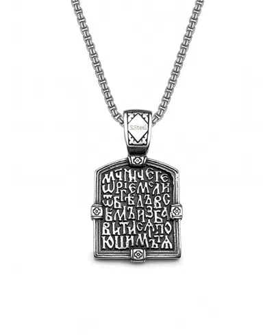 Rhona Sutton Men's Book Of Revelation Stainless Steel Pendant Necklace In Silver