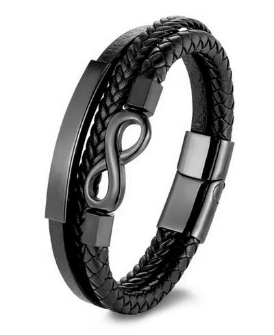 Rhona Sutton Men's Corvian Leather & Stainless Steel Bracelet In Black