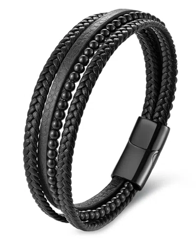 Rhona Sutton Men's Dominus Leather & Stainless Steel Bracelet In Black