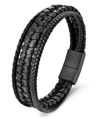 Rhona Sutton Men's Elysian Leather & Stainless Steel Bracelet In Black
