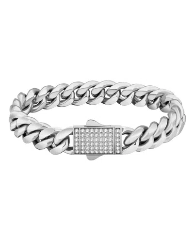 Rhona Sutton Men's Cuban Stainless Steel Chain Bracelet In Silver