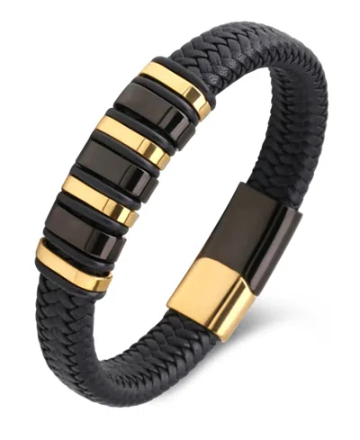 Rhona Sutton Men's Imperium Gold-tone Leather & Stainless Steel Bracelet