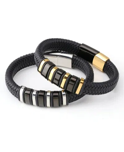 Rhona Sutton Men's Imperium Leather & Stainless Steel Bracelet In Black