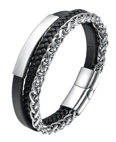 Rhona Sutton Men's Lexor Leather & Stainless Steel Bracelet In Gray