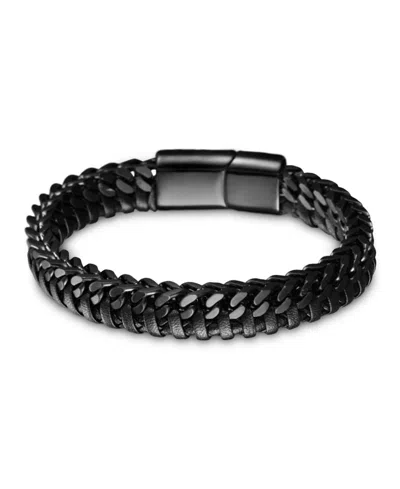 Rhona Sutton Men's Monarch Leather & Stainless Steel Bracelet In Black