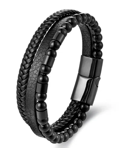 Rhona Sutton Men's Nero Leather & Stainless Steel Bracelet In Black