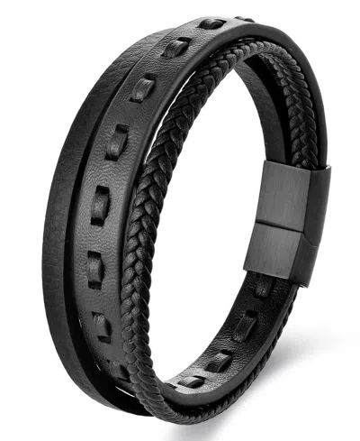 Rhona Sutton Men's Obsidian Leather & Stainless Steel Bracelet In Black