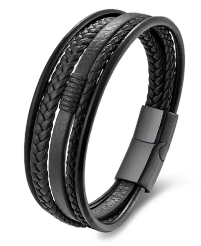 Rhona Sutton Men's Revenne Leather & Stainless Steel Bracelet In Black