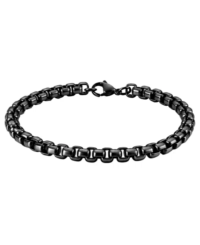 Rhona Sutton Men's Rolo Black-plated Stainless Steel Chain Bracelet In White