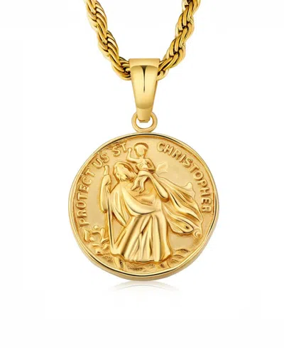 Rhona Sutton Men's Stainless Steel Coin Pendant Necklace In 18k Gold Plated