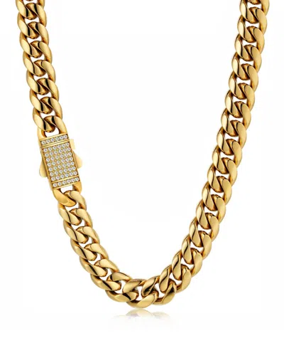 Rhona Sutton Men's Cuban Iced Chain Necklace In 18k Gold Plated