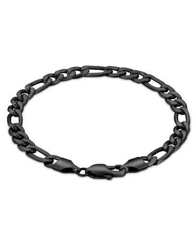Rhona Sutton Men's Stainless Steel Figaro Chain Bracelet In Black