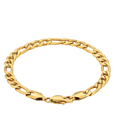Rhona Sutton Men's Stainless Steel Figaro Chain Bracelet In 18k Gold Plated