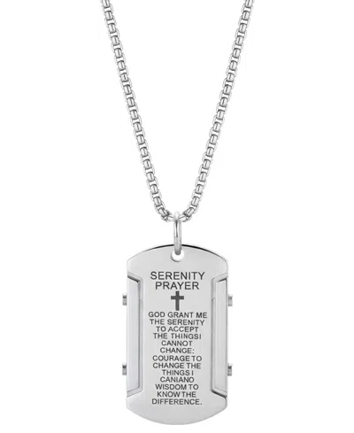 Rhona Sutton Men's Stainless Steel Serenity Prayer Pendant Necklace In Silver