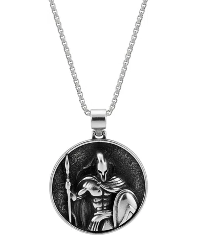 Rhona Sutton Men's Stainless Steel Spartan Pendant Necklace In Silver