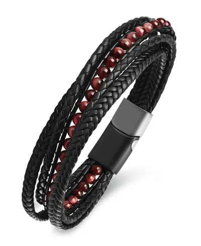 Rhona Sutton Men's Vero Leather Bracelet In Stainless Steel In Multi