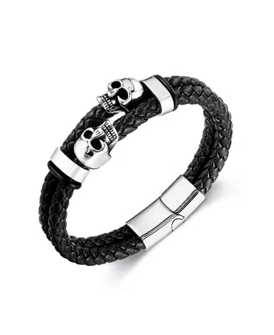 Rhona Sutton Reaper Leather Stainless Steel Bracelet In Silver