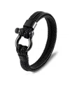 Rhona Sutton Screw Lock Black Buckle Stainless Steel Bracelet In Black