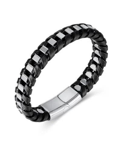 Rhona Sutton Silver Chain Wrapped Leather Stainless Steel Bracelet In Multi