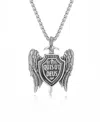Rhona Sutton Silver Quis Ut Deus Stainless Steel Pendant Necklace In Silver