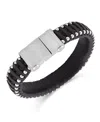 Rhona Sutton Stainless Steel Contemporary Leather Studded Bracelet In Silver