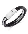 Rhona Sutton Stainless Steel Multi Leather And Chain Bracelet In Silver