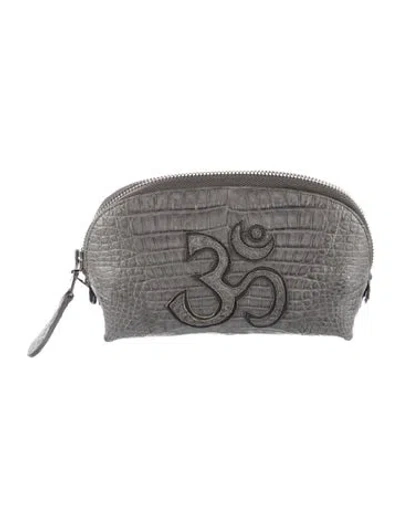 Pre-owned Rhonda Ochs Alligator Cosmetic Bag In Gray