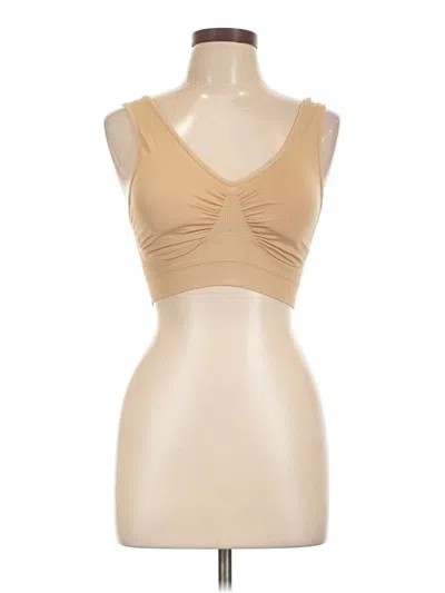 Pre-owned Rhonda Shear Tank Top Tan Strapless Neckline Tops In Brown