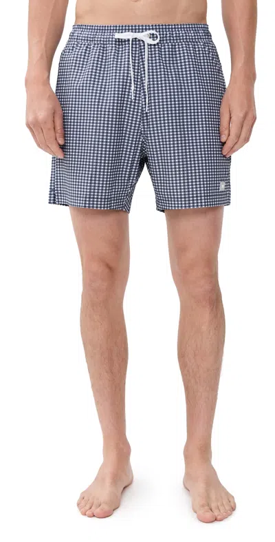 Rhone 5.5 R & R Lined Trunks Navy Gingham In Blue