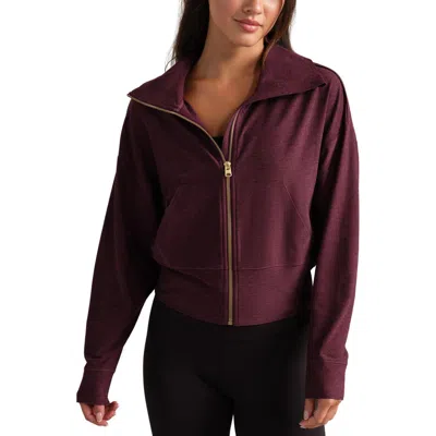 Rhone Atmosphere Crop Zip Sweatshirt In Burgundy