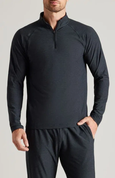 Rhone Atmosphere Midweight Quarter Zip Pullover In True Black