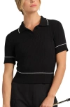 Rhone Birdie Rib Polo Sweater In Black
